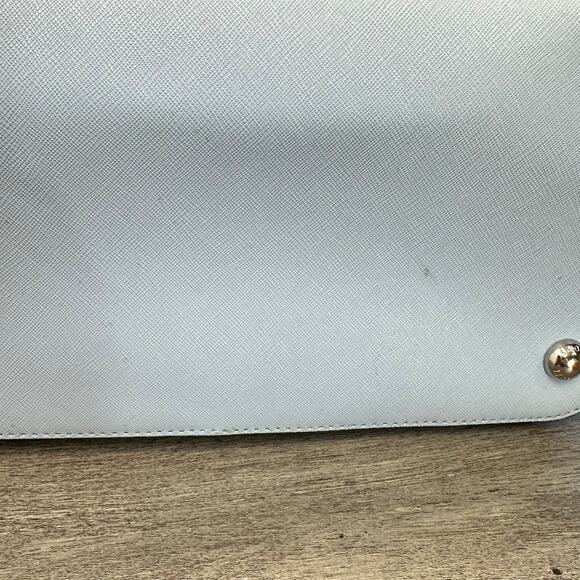 Michael Kors Blue Leather Tote with Front Pocket for Credit Cards - Picture 6 of 9